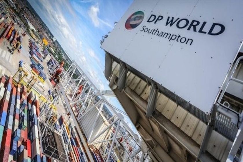 Overhead view of DP World Port of Southampton